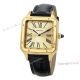 TWF Yellow Gold Cartier Santos-Dumont Gold Face Black Leather Strap Copy Watch For Men And Women (3)_th.jpg